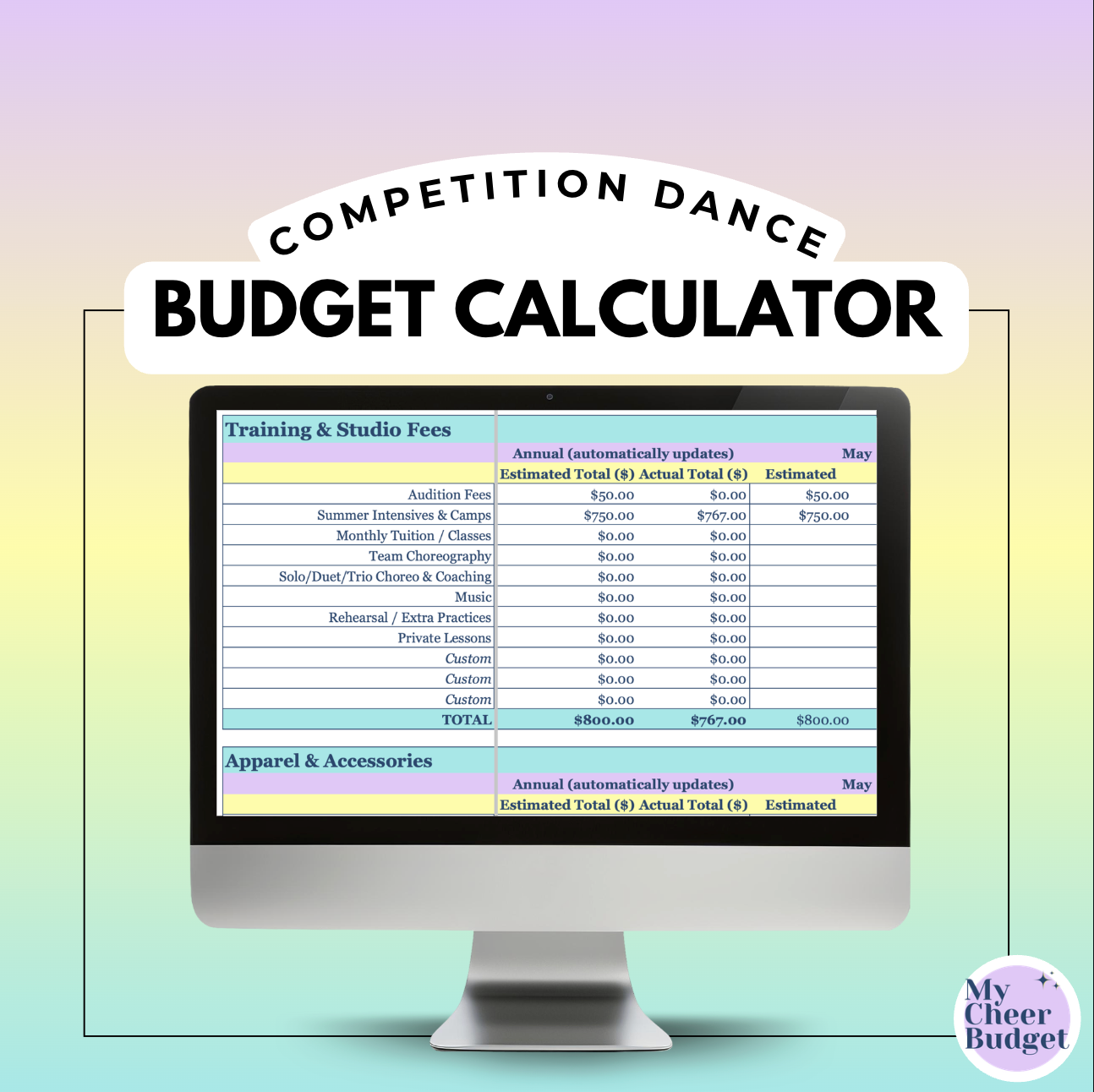 My Sports Budget - Google Sheets Calculator
